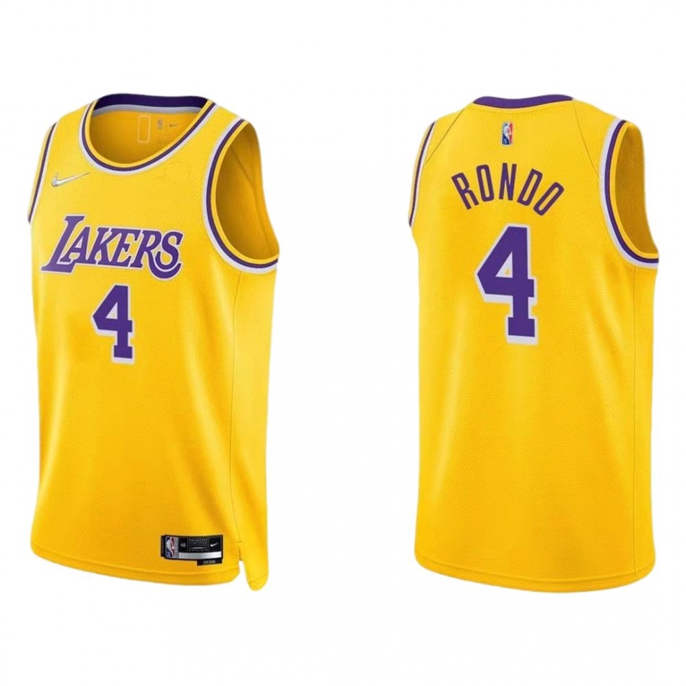 Men's Los Angeles Lakers Rajon Rondo #4 Gold 2021/22 Swingman Jersey - Icon Edition-Pro Kit Vault | Brand New 26/27 Sports Jerseys